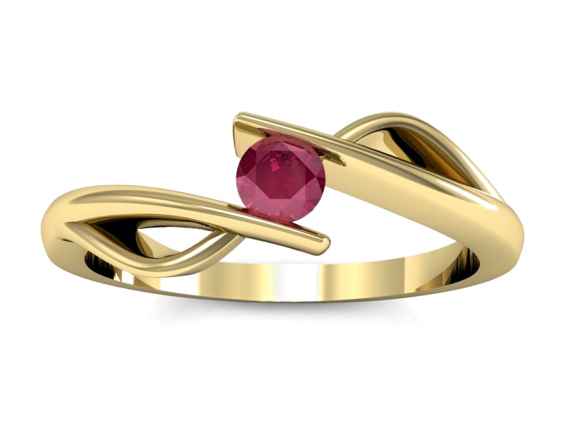 Złoty pierścionek z rubinem żółte złoto - P15256zr — zdjęcie 3