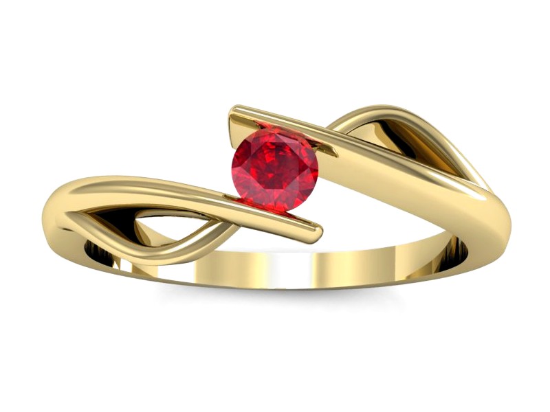Złoty pierścionek z rubinem żółte złoto - P15256zr1 — zdjęcie 3