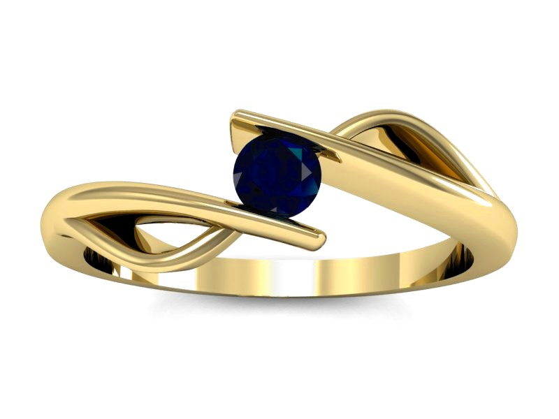 Złoty pierścionek z szafirem żółte złoto - P15256zsz — zdjęcie 3