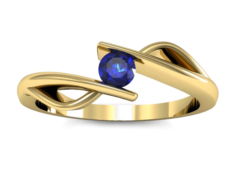 Złoty pierścionek z szafirem żółte złoto - P15256zszc — zdjęcie 3