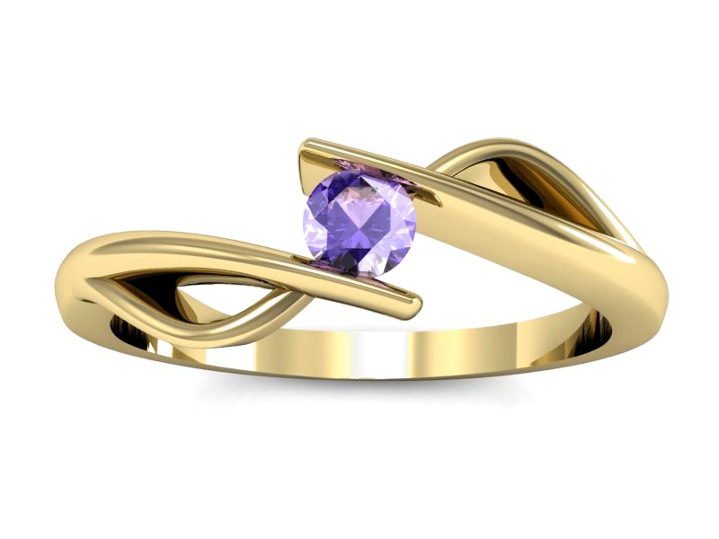 Złoty pierścionek z tanzanitem żółte złoto - P15256zt — zdjęcie 2
