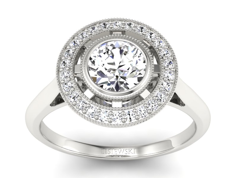 Złoty pierścionek z brylantami białe złoto - P15258b