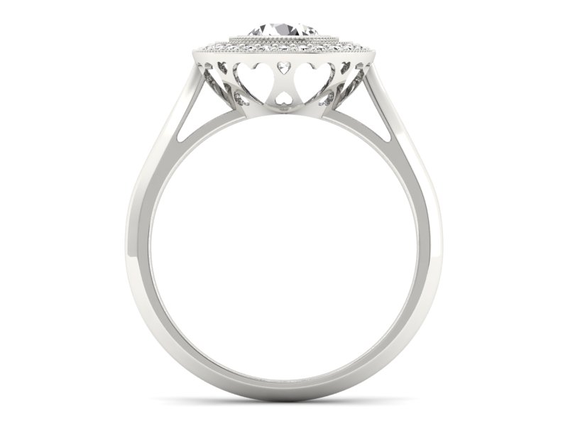 Złoty pierścionek z brylantami białe złoto - P15258b — zdjęcie 2