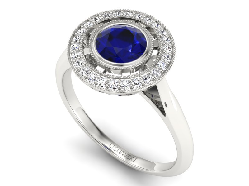 Złoty pierścionek ze spinelem i brylantami - P15258bsp — zdjęcie 3