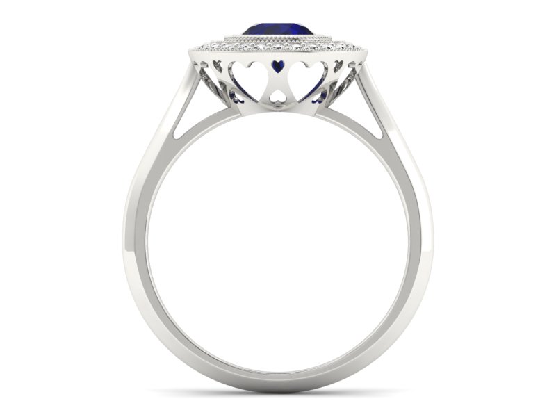 Złoty pierścionek ze spinelem i brylantami - P15258bsp — zdjęcie 2