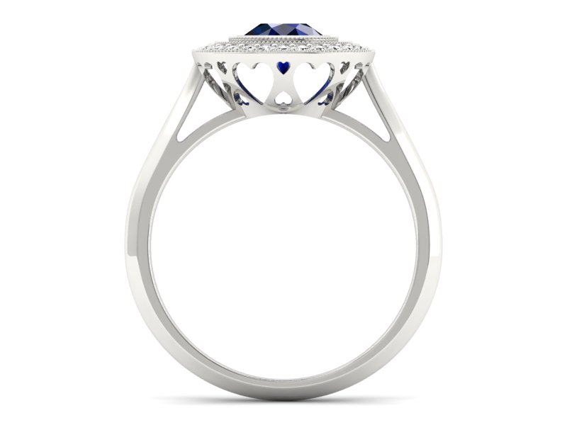 Pierścionek z szafirem i brylantami białe złoto - P15258bsz — zdjęcie 2
