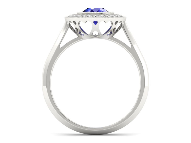 Pierścionek z szafirem i brylantami białe złoto - P15258bszc — zdjęcie 2