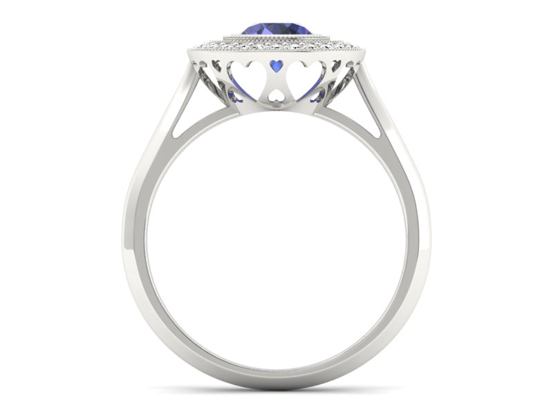 Pierścionek z tanzanitem białe złoto i brylantami - P15258bt — zdjęcie 2