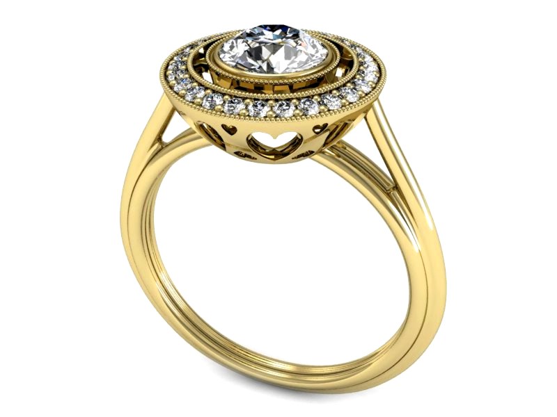 Złoty pierścionek z brylantami żółte złoto - P15258z — zdjęcie 3