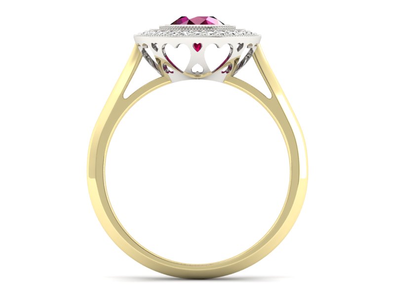 Pierścionek z rubinem i diamentami - P15258zbr — zdjęcie 2