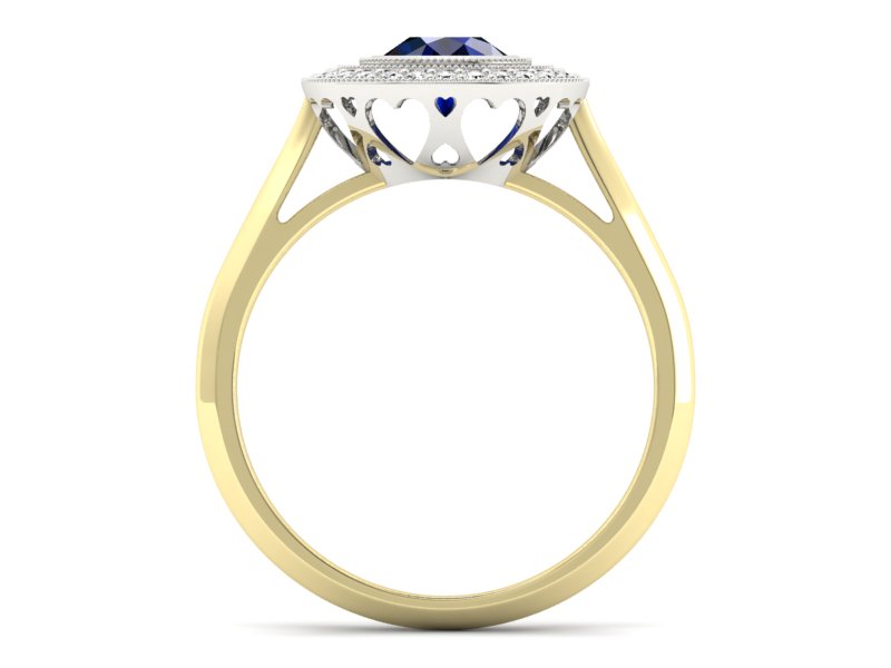 Pierścionek z szafirem i brylantami - P15258zbsz — zdjęcie 2