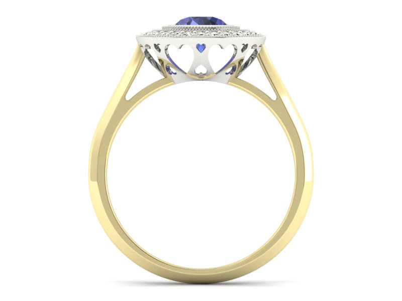 Pierścionek z tanzanitem i brylantami - P15258zbt — zdjęcie 2