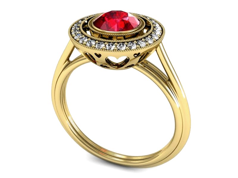 Pierścionek z rubinem i brylantami - P15258zr1 — zdjęcie 3