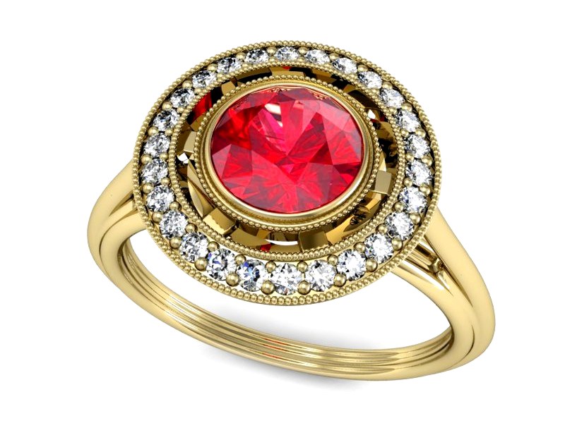 Pierścionek z rubinem i brylantami - P15258zr1