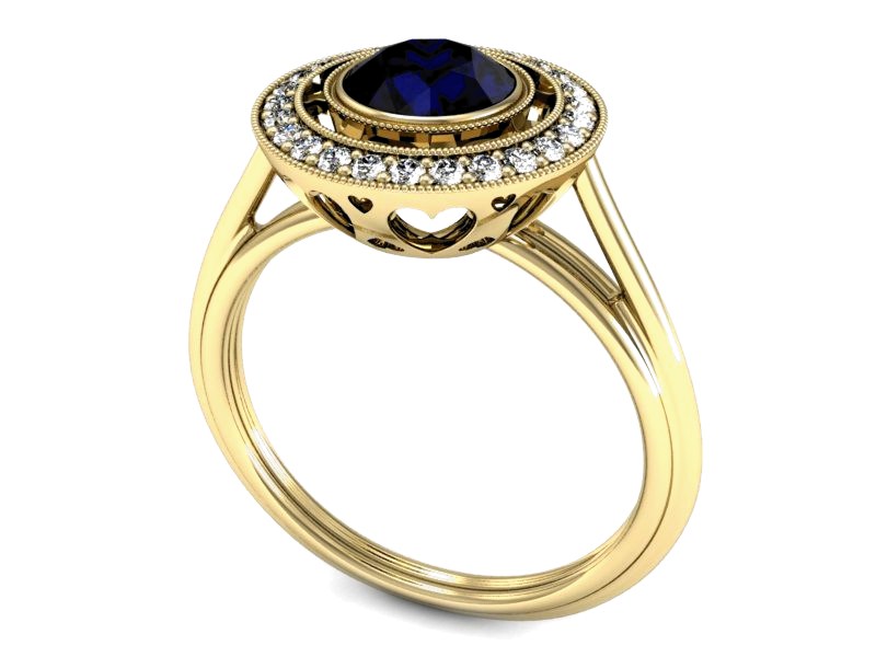 Pierścionek ze spinelem i diamentami żółte złoto - P15258zsp — zdjęcie 3