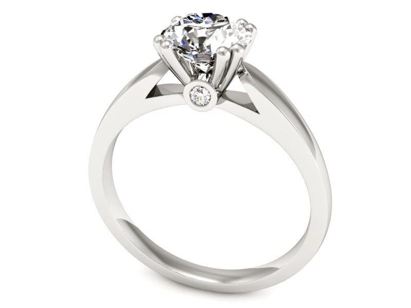 Złoty pierścionek białe złoto z brylantami - P15259b — zdjęcie 3