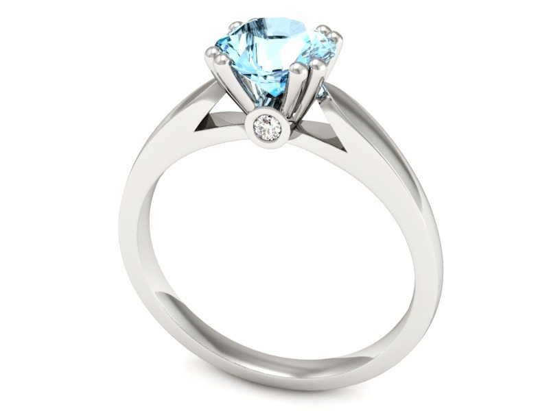 Złoty pierścionek z topazem i brylantami - P15259ba — zdjęcie 3