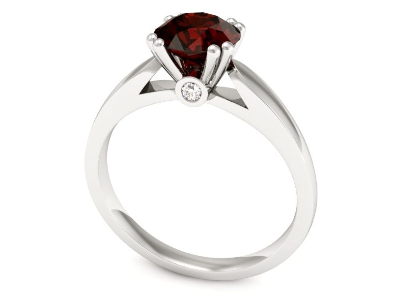 Pierścionek z granatem i brylantami białe złoto - P15259bgr — zdjęcie 3