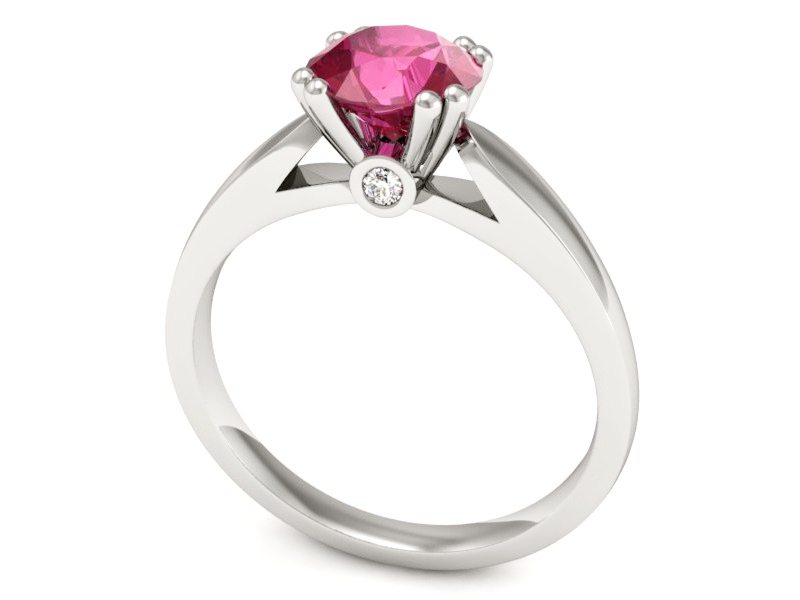 Pierścionek z rubinem i brylantami białe złoto - P15259br — zdjęcie 3