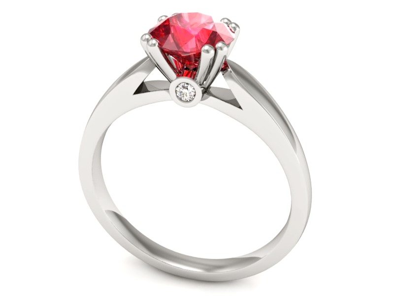 Pierścionek z rubinem i brylantami białe złoto - P15259br1 — zdjęcie 3