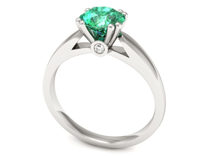 Złoty pierścionek ze szmaragdem i brylantami - P15259bsm — zdjęcie 3