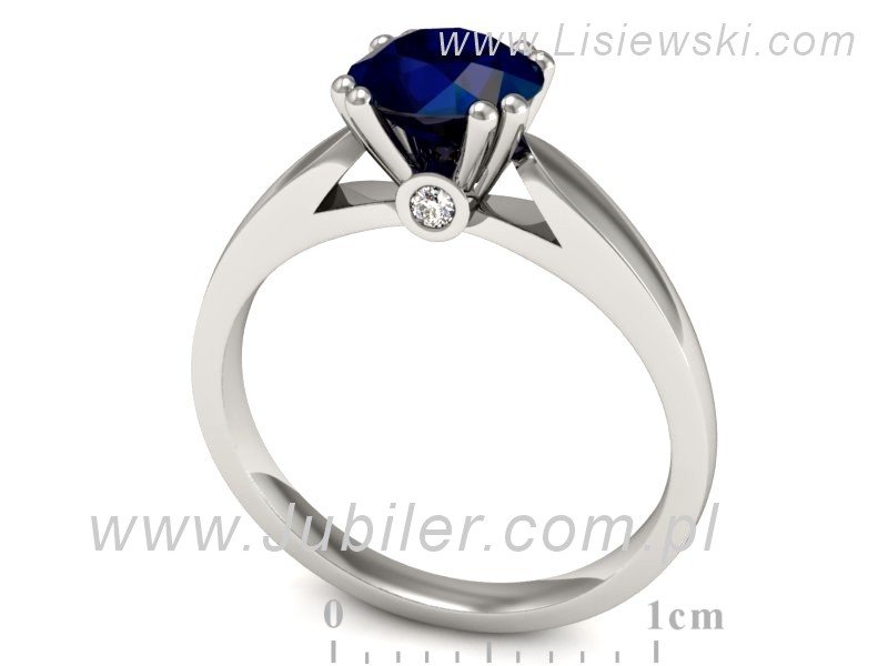 Pierścionek z szafirem i brylantami białe złoto - P15259bsz — zdjęcie 3