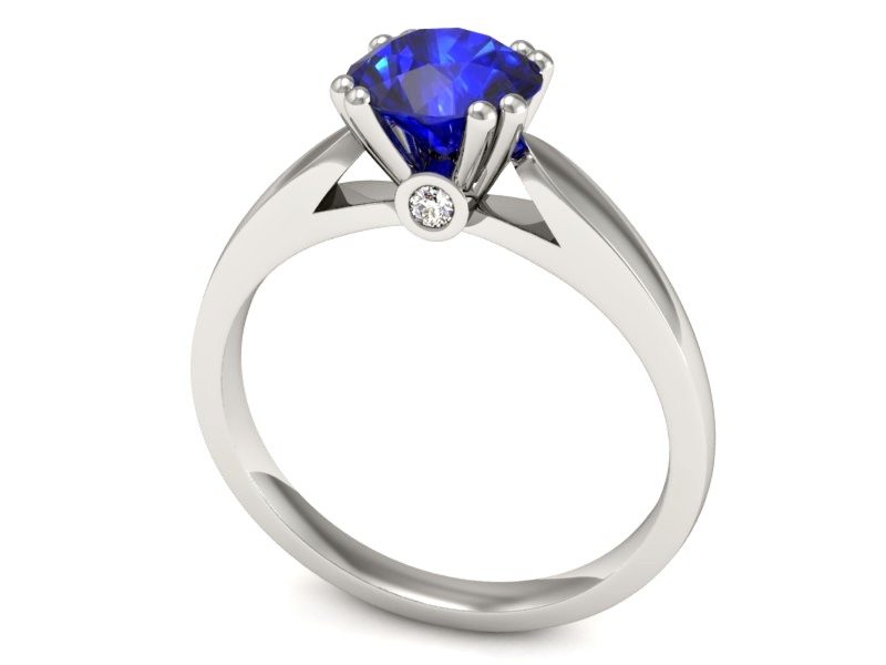 Pierścionek z szafirem z brylantami białe złoto - P15259bszc — zdjęcie 3