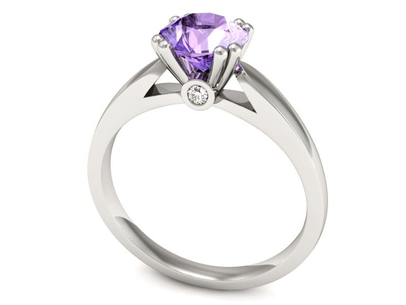 Pierścionek z tanzanitem białe złoto z brylantami - P15259bt — zdjęcie 3