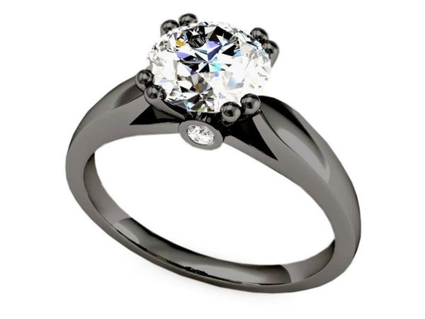 Pierścionek zaręczynowy z diamentami czarne złoto - p15259cz- 1