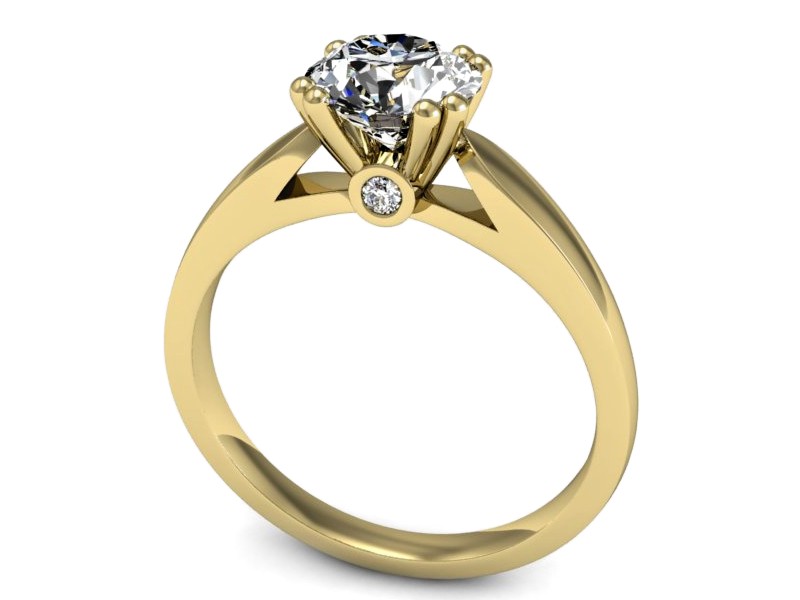 Złoty pierścionek z brylantami żółte złoto - P15259z — zdjęcie 3