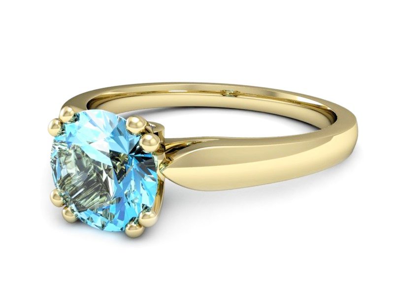Pierścionek z topazem i brylantami żółte złoto - P15259za — zdjęcie 2