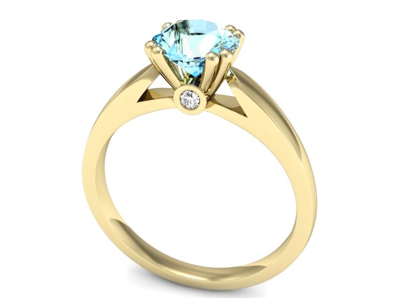 Pierścionek z topazem i brylantami żółte złoto - P15259za — zdjęcie 3
