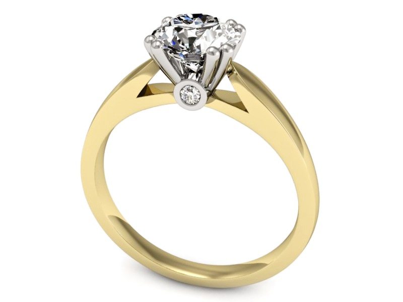 Pierścionek z brylantami żółte i białe złoto - P15259zb — zdjęcie 3