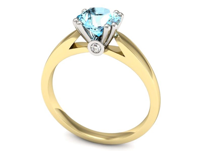 Pierścionek z topazem z brylantami - P15259zba — zdjęcie 3