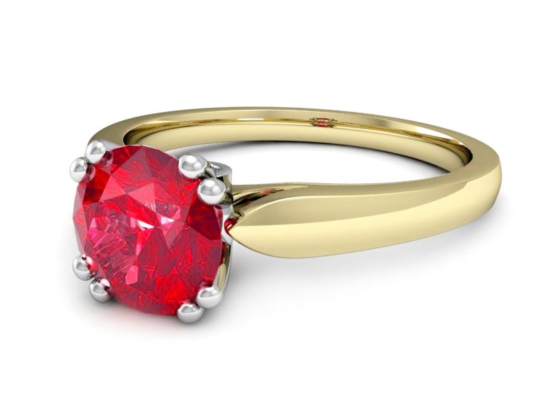 Złoty pierścionek z rubinem i diamentami - P15259zbr1 — zdjęcie 2