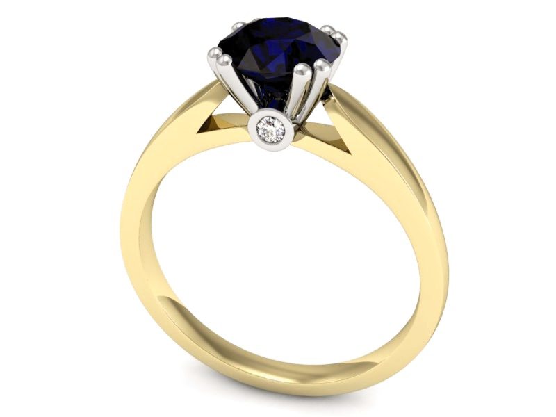 Złoty pierścionek ze spinelem i brylantami - P15259zbsp — zdjęcie 3