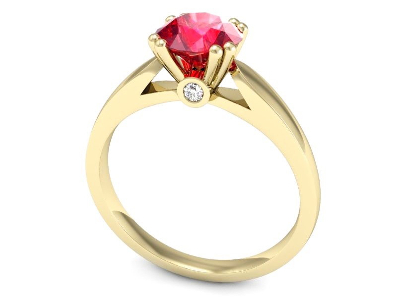 Złoty pierścionek z rubinem i brylantami - P15259zr1 — zdjęcie 3