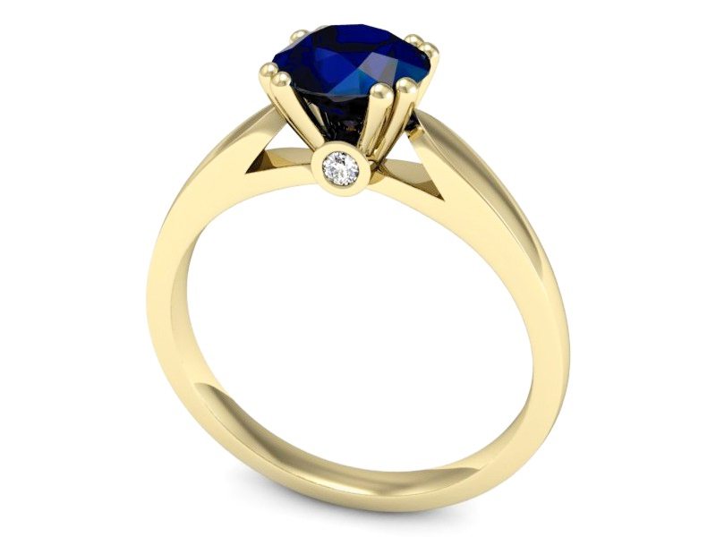 Pierścionek z szafirem i brylantami żółte złoto - P15259zsz — zdjęcie 3