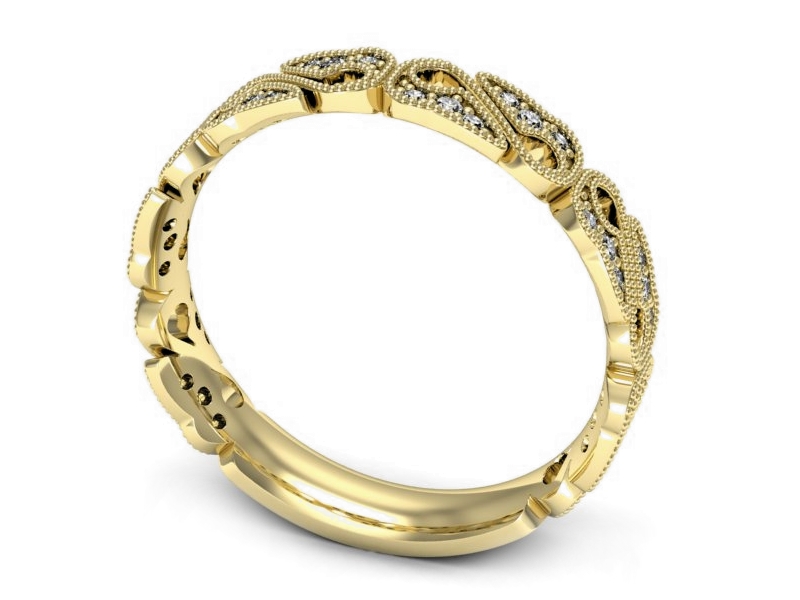 Obrączka z brylantami żółte złoto - p15260z — zdjęcie 3