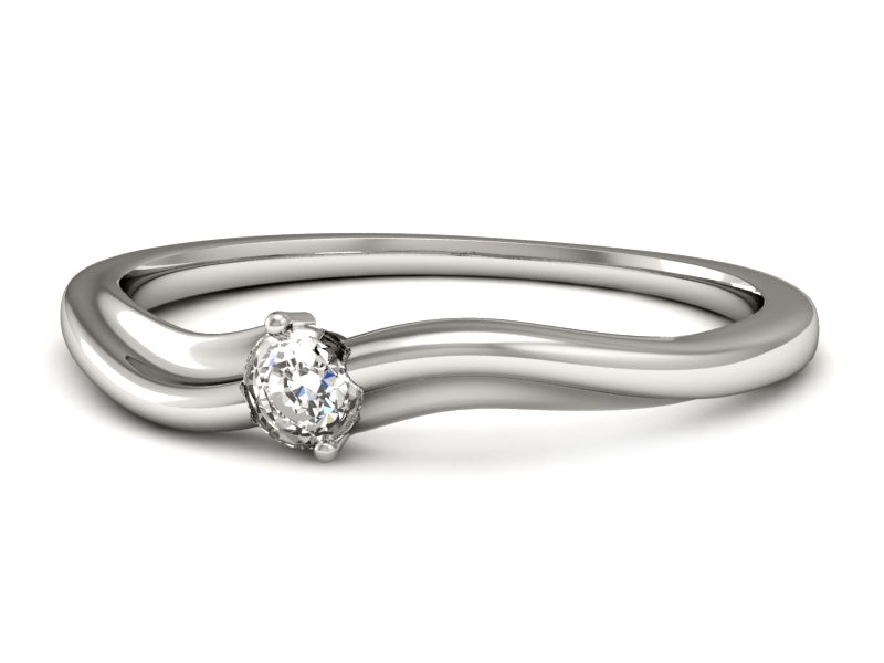 Złoty pierścionek z brylantem białe złoto - p15261b — zdjęcie 2