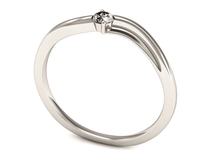 Pierścionek zaręczynowy z brylantem białe złoto - p15261bV — zdjęcie 3