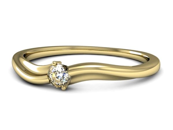 Złoty Pierścionek zaręczynowy z brylantem złoto - p15261z