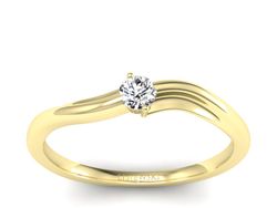 Złoty pierścionek z diamentem żółte złoto - p15261zP