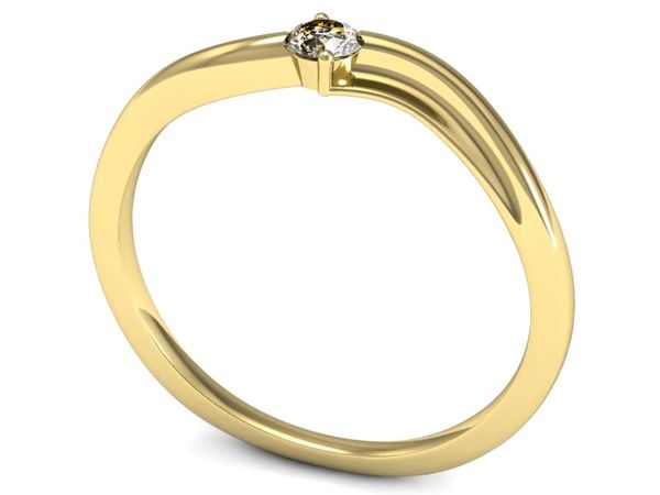 Złoty Pierścionek z diamentem żółte złoto 585 - p15261zP