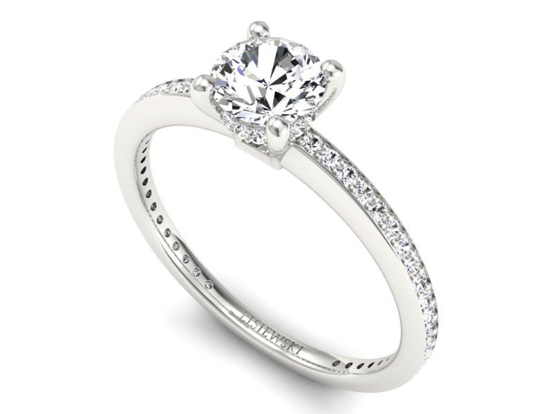 Złoty pierścionek z brylantami białe złoto - P15263b — zdjęcie 3