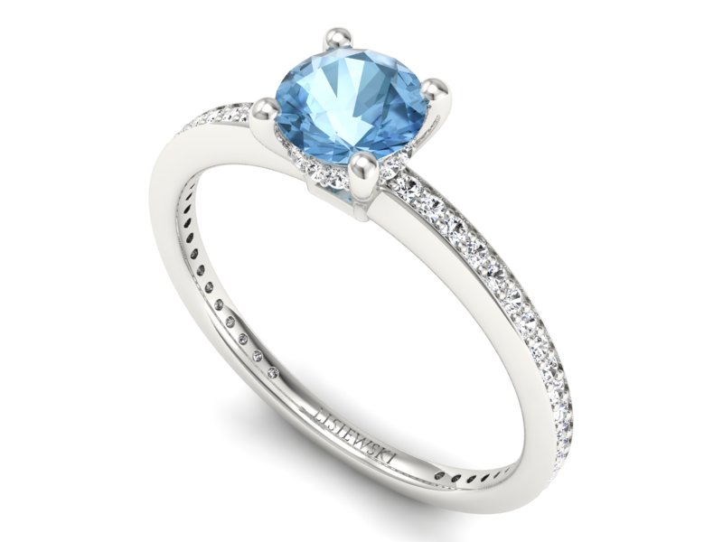 Złoty pierścionek z topazem i brylantami - P15263ba — zdjęcie 3