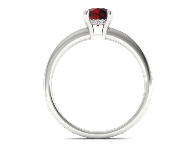 Pierścionek z granatem i brylantami białe złoto - P15263bgr — zdjęcie 2