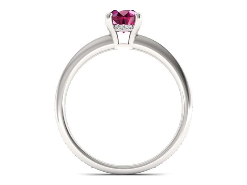 Pierścionek z rubinem i brylantami białe złoto - P15263br — zdjęcie 2