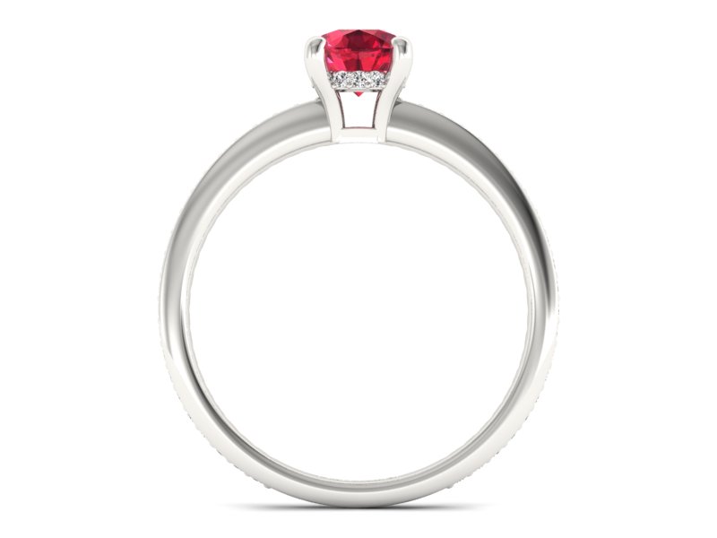 Pierścionek z rubinem i brylantami białe złoto - P15263br1 — zdjęcie 2