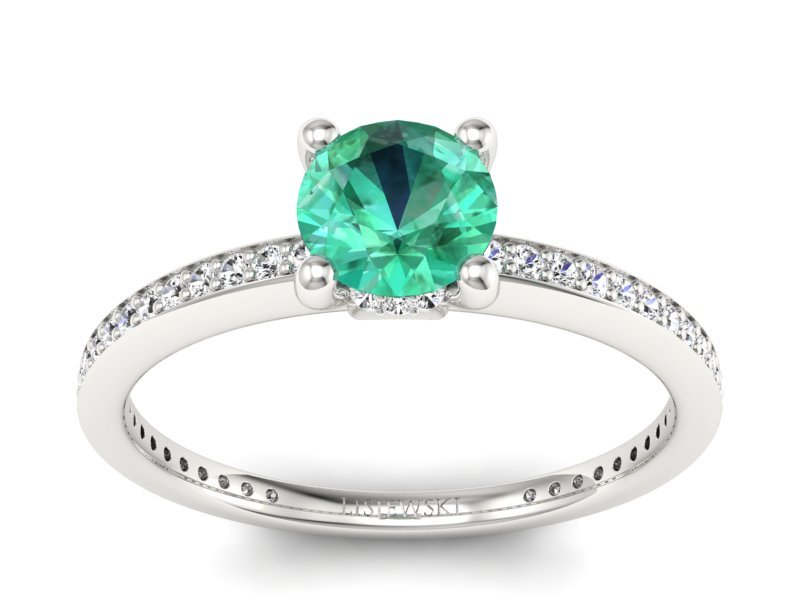 Złoty pierścionek ze szmaragdem i brylantami - P15263bsm